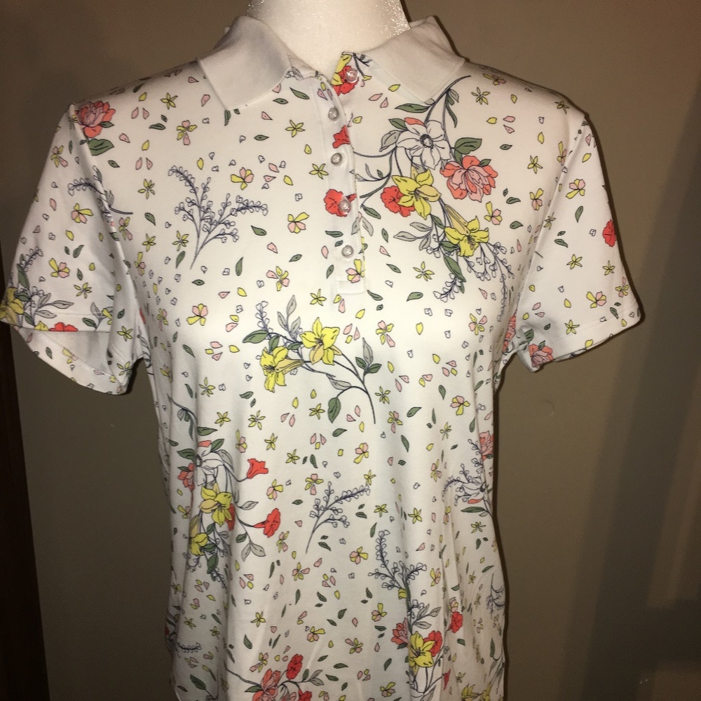 Cotton flowered and white polo